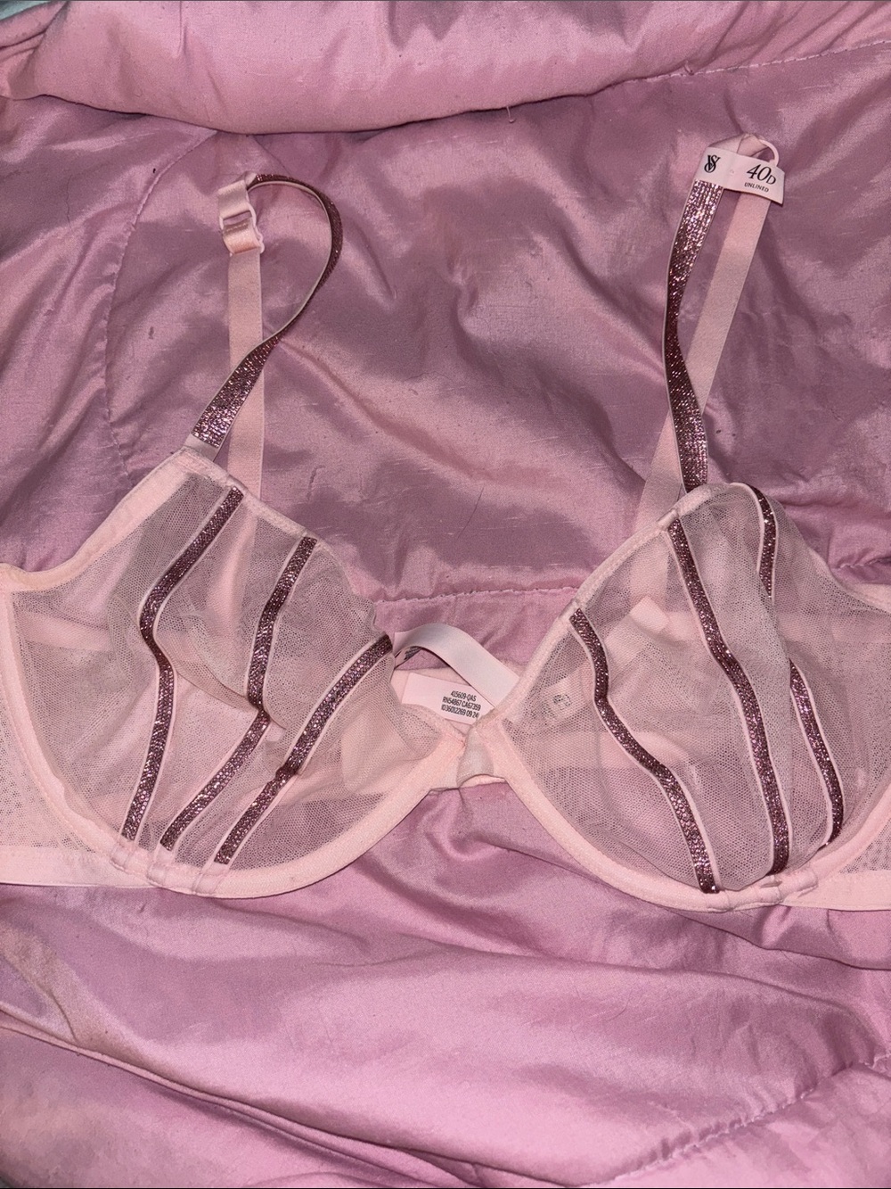 Victoria’s Secret Sheer Pink Underwire Bra with Bling